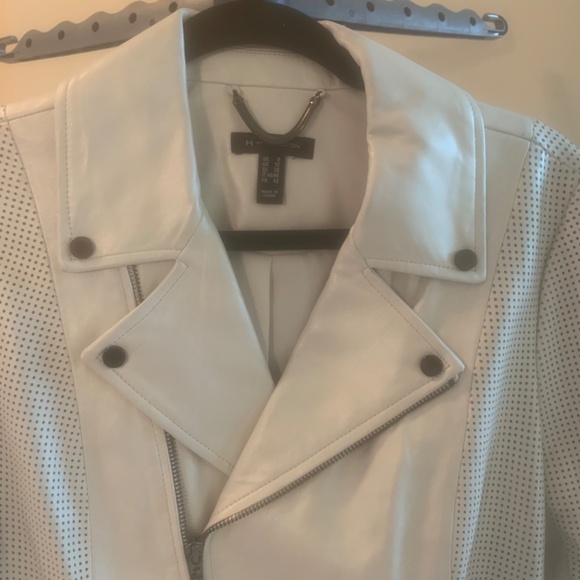 H by Halston Gray Moto Leather Jacket sz 8 - Picture 3 of 8